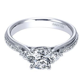 0.26 ct - 3 Stone Diamond Engagement Ring Set in 18k White Gold /ER6374W83JJ-IGCD