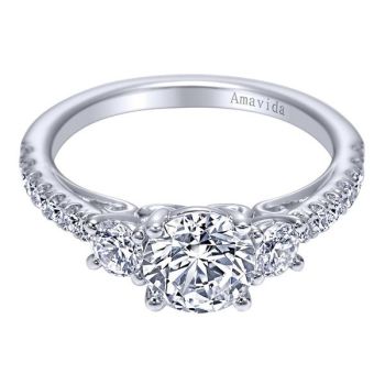 14K White Gold 0.28 ct 3 Stones Diamond Engagement Ring Setting ER10673W83JJ