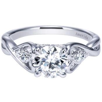 Gabriel & Co 18K White Gold 0.12 ct Diamond Criss Cross Engagement Ring Setting ER9164W83JJ