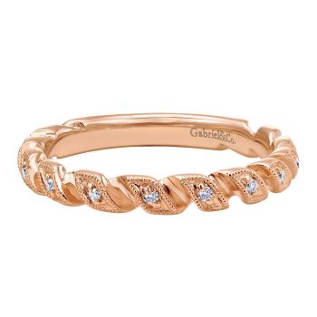 0.06 ct F-G SI Diamond Stackable Ladie's Ring In 14K Rose Gold LR4629K44JJ