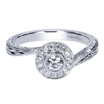 0.32 ct Pre-Set Engagement Ring
 14k White Gold Diamond Halo /ER98640W44JJ.CSD4-IGCD