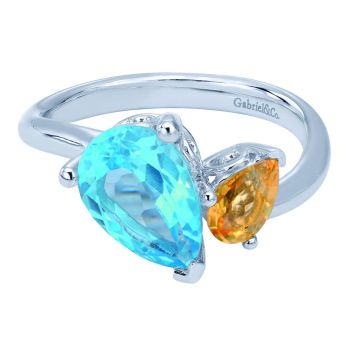 Multi Color Stones Fashion Ladie's Ring In Silver 925 LR50195SVJMC