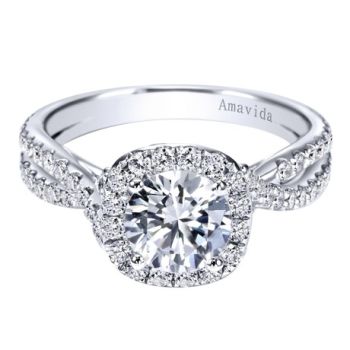 18K White Gold 0.69 ct Diamond Halo Engagement Ring Setting ER6848W83JJ