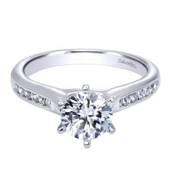 14K White Gold 0.17 ct Diamond Straight Engagement Ring Setting ER10286W44JJ