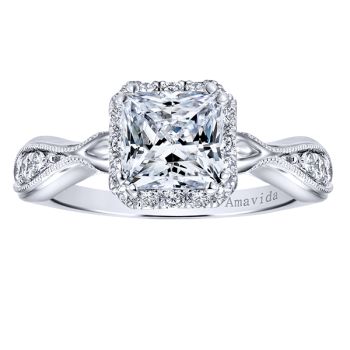Gabriel & Co 18K White Gold 0.33 ct Diamond Halo Engagement Ring Setting ER11346S4W84JJ