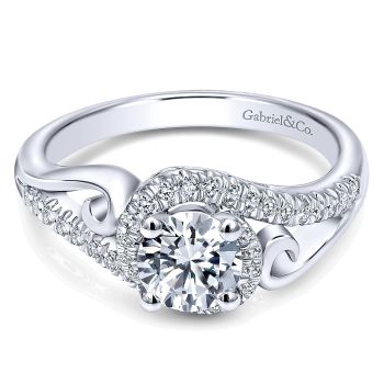0.23 ct - Diamond Engagement Ring Set in 14K White Gold Diamond Bypass /ER10450W44JJ-IGCD