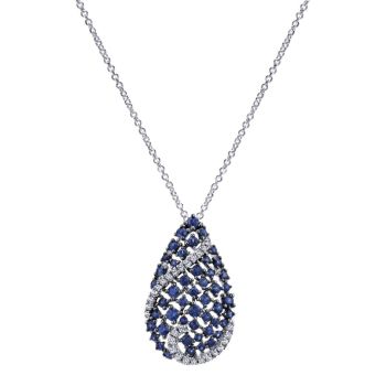 0.16 ct Diamond and Sapphire Fashion Necklace set in 14KT White Gold NK4860W45SA