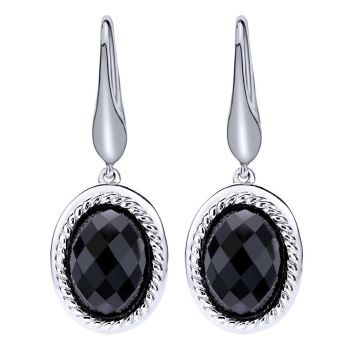 925 Silver Onyx Drop Earrings EG11729SVJOX