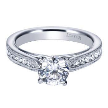 0.26 ct - Diamond Engagement Ring Set in 18k White Gold - Straight Setting /ER6191W83JJ-IGCD