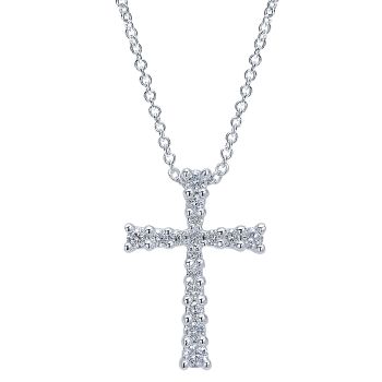 0.23 ct - Necklace
 14k White Gold Diamond Cross /NK4390W44JJ-IGCD