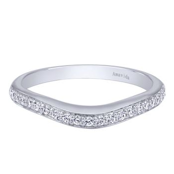 0.17 ct F-G SI Diamond Curved Wedding Band In 18K White Gold WB10415W83JJ