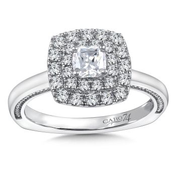 Diamond Halo Engagement Ring Mounting in 14K White Gold with Platinum Head (.40 ct. tw.) /CR794W