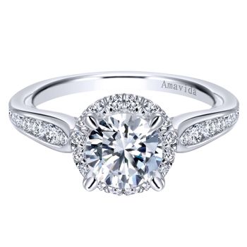 Gabriel & Co 18K White Gold 0.71 ct Diamond Halo Engagement Ring Setting ER11327R4W83JJ