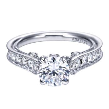 Gabriel & Co 18K White Gold 0.70 ct Diamond Straight Engagement Ring Setting ER7218W83JJ