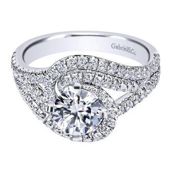 14K White Gold 0.78 ct Diamond Criss Cross Engagement Ring Setting ER10102W44JJ