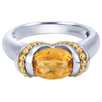 925 Silver/18k Yellow Gold Citrine Fashion Ladies' Ring LR6149MYJCT