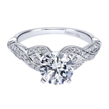 Gabriel & Co 18K White Gold 0.17 ct Diamond Criss Cross Engagement Ring Setting ER11890R4W83JJ