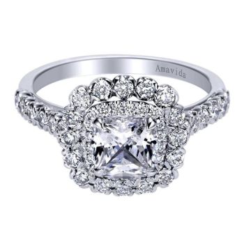 Gabriel & Co 18K White Gold 0.70 ct Diamond Halo Engagement Ring Setting ER7916W83JJ