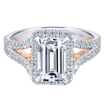 1.05 ct - Diamond Engagement Ring Set in 18k Two Tone Diamond Halo /ER12897E6T83JJ-IGCD