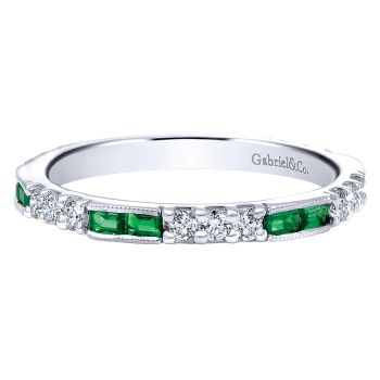 0.38 ct - Ladies' Ring
 14k White Gold Diamond And Emerald Stackable /LR4572W44EA-IGCD