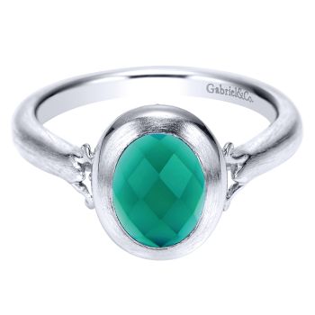 Green Onyx Fashion Ladie's Ring In Silver 925 LR6846SVJGO