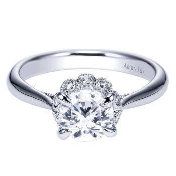 Gabriel & Co 18K White Gold 0.10 ct Diamond Halo Engagement Ring Setting ER9174W83JJ