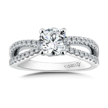 Diamond Engagement Ring Mounting in 14k White Gold with Platinum Head (.33 ct. tw.) /CR719W