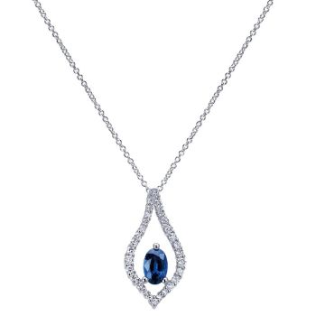 0.28 ct Diamond and Sapphire Fashion Necklace set in 14KT White Gold NK4455W45SA