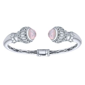 5.86 ct - Bangle
 925 Silver/stainless Steel Rock Crystal&pink Mother Pearl /BG3318MXJXP-IGCD