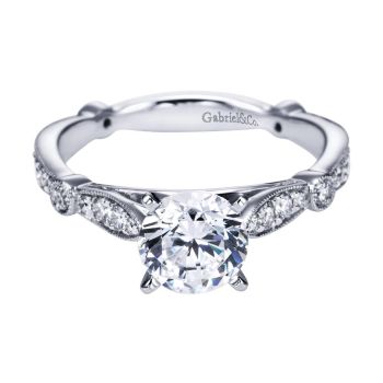 14K White Gold 0.38 ct Diamond Straight Engagement Ring Setting ER6711W44JJ