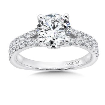 Split Shank Engagement Ring with Side Stones in 14K White Gold (0.38ct. tw.) /CR482W