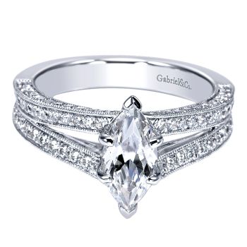 0.70 ct - Diamond Engagement Ring Set in 14k White Gold Split Shank /ER9038W44JJ-IGCD