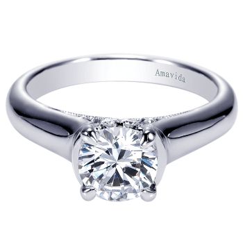 .07 ct  Diamond Solitaire Engagement Ring in 18k White Gold