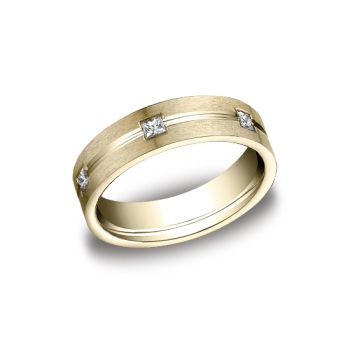 0.60 ct 6mm Comfort fit Beveled Bezel Set 1 Stone Diamond Wedding Band In 18K Yellow Gold CF52682818KY-IBMD