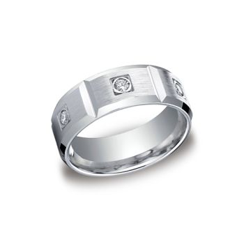 8mm Comfort-fit Burnish Set 6-Stone Diamond Eternity Ring In 14K White Gold CF528159WG-IBMD
