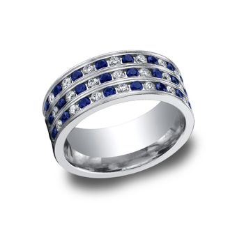 1.91 ct 8mm Comfort fit Diamond Sapphire Wedding Band In 14K White Gold CF52855814KW-IBMD