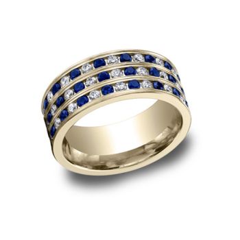1.91 ct 8mm Comfort fit Diamond Sapphire Wedding Band In 14K Yellow Gold CF52855814KY-IBMD