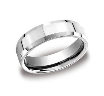 8mm Comfort fit High Polished Carved Design Wedding Band In Tungsten/18KY CF6842610KW-IBMD