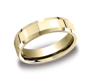 8mm Comfort fit high polished carved Design Wedding Band In 10K Yellow Gold CF6842610KY-IBMD