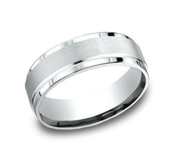 18Kt White Gold 7mm Comfort Fit Satin Finish With High Polish Edges CF6735118KW-IBMD
