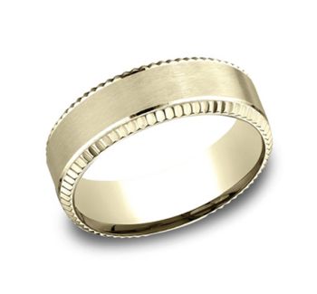 5mm Comfort fit high polished carved Design Wedding Band In 14K Yellow Gold CF6552714KY-IBMD