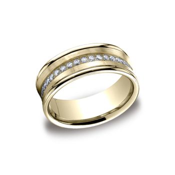 0.32 ct 7.5mm Comfort fit Round Cut Burnish Wedding Band In 14K Yellow Gold CF71759314KY-IBMD