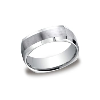 6mm Comfort fit Satin Finished Carved Design Wedding Band In White Gold CF6642610KW-IBMD