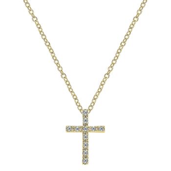 0.10 ct - Necklace
 14k Yellow Gold Diamond Cross /NK2658Y44JJ-IGCD