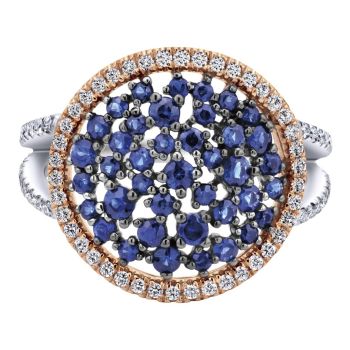 0.43 ct F-G SI Diamond and Sapphire Fashion Ladie's Ring In 14K Two Tone LR50674T45SA