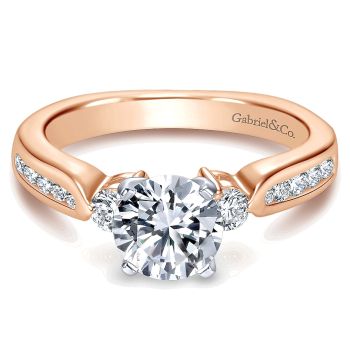0.32 ct - 3 Stone Diamond Engagement Ring Set in 14K Rose & White Gold /ER3993T44JJ-IGCD