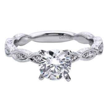 14K White Gold 0.13 ct Diamond Straight Engagement Ring Setting ER4122W44JJ