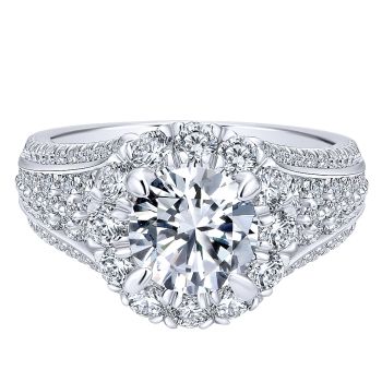 1.65 ct Diamond Engagement Ring- Set in 18k White Gold Diamond Halo /ER11979R6W84JJ-IGCD