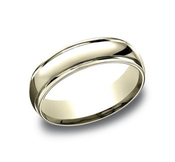 6mm Comfort fit High Polished Carved Design Wedding Band In 14K Yellow Gold CFY1560814K-IBMD