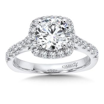 Halo Engagement Ring with Side Stones in 14K White Gold (0.46ct. tw.) /CR467W